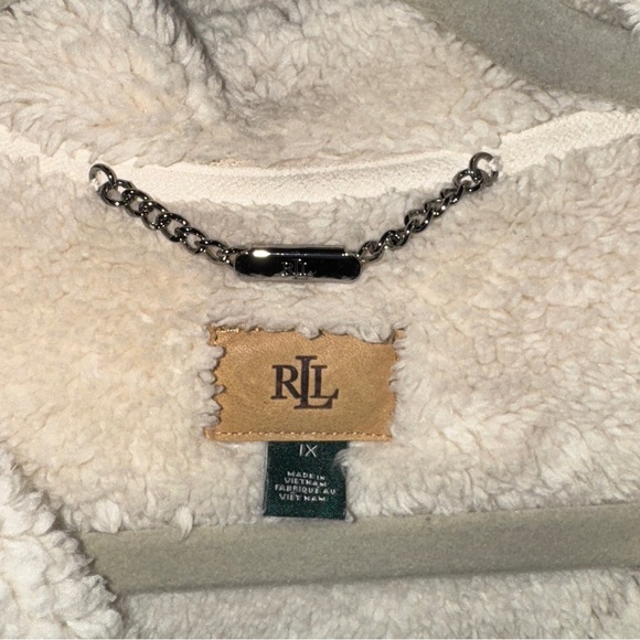 Lauren Ralph Lauren Ivory Faux Suede & Shearling Lined Full Zip Moto Vest - Picture 10 of 12